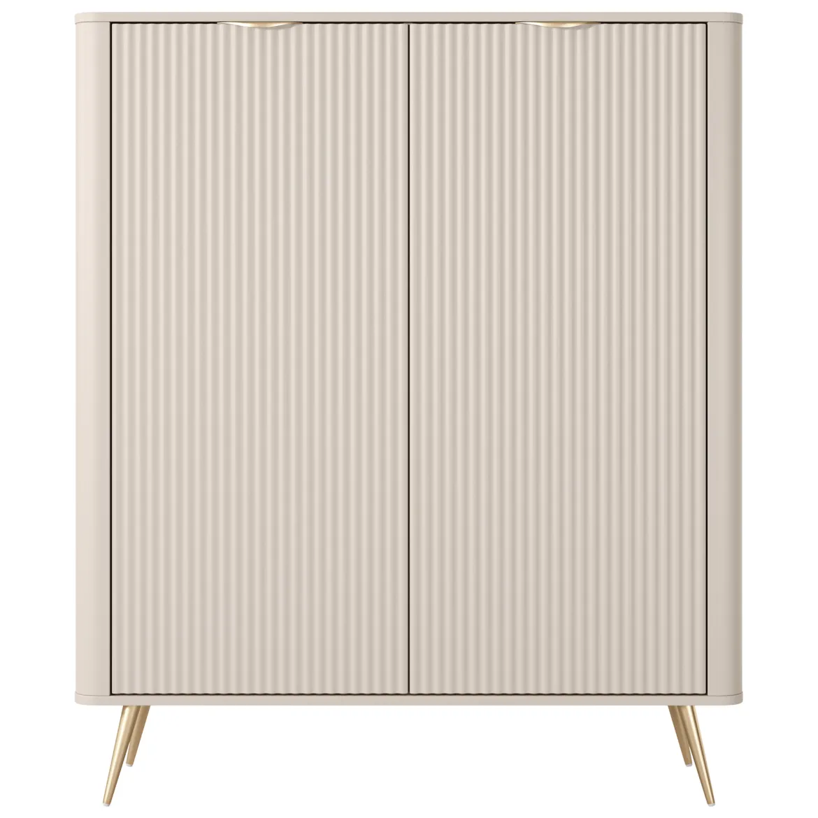 Credenza Beige 4 Ripiani Apertura Battente 113x38x134h cm, 2 Ante - Nerrio
