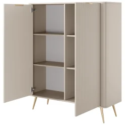 Credenza Beige 4 Ripiani Apertura Battente 113x38x134h cm, 2 Ante - Nerrio