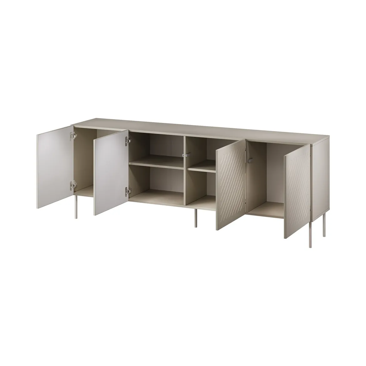 Credenza Beige 2 Ripiani 6 Vani 200.5x42x75h cm, 4 Ante - Carema