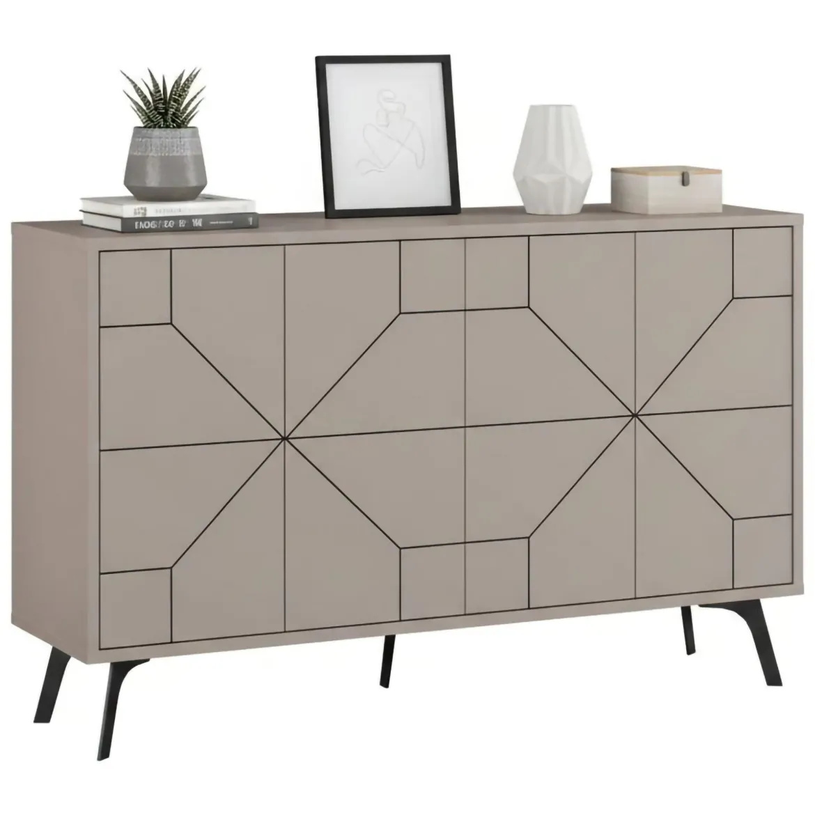 Credenza beige 123x35x62h cm 4 ante - Earl