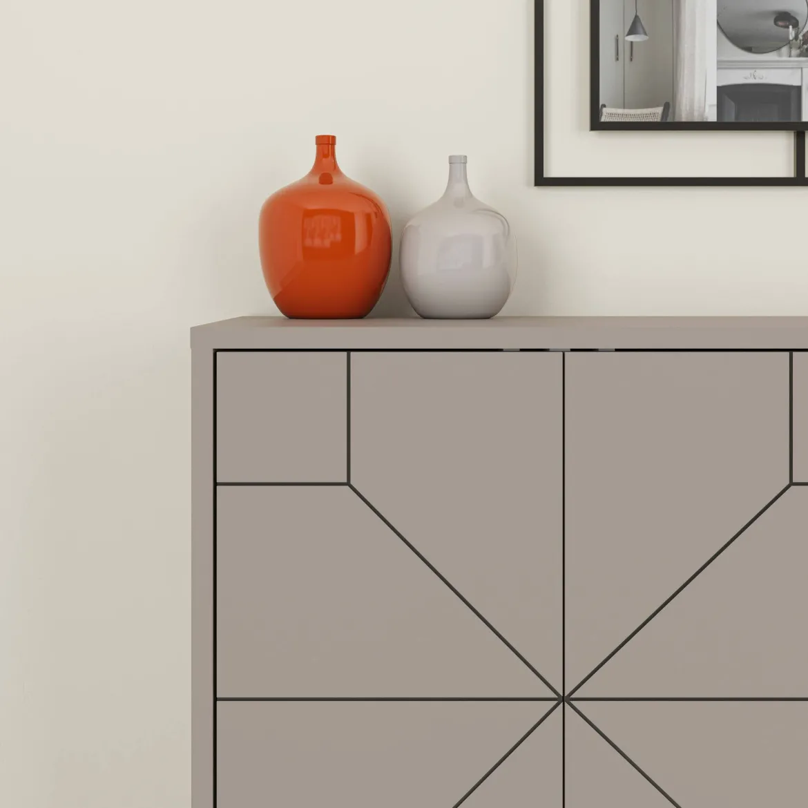 Credenza beige 123x35x62h cm 4 ante - Earl