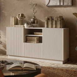 Credenza beige 150x40x78h cm 2 ante e 1 cassetto - Serchio