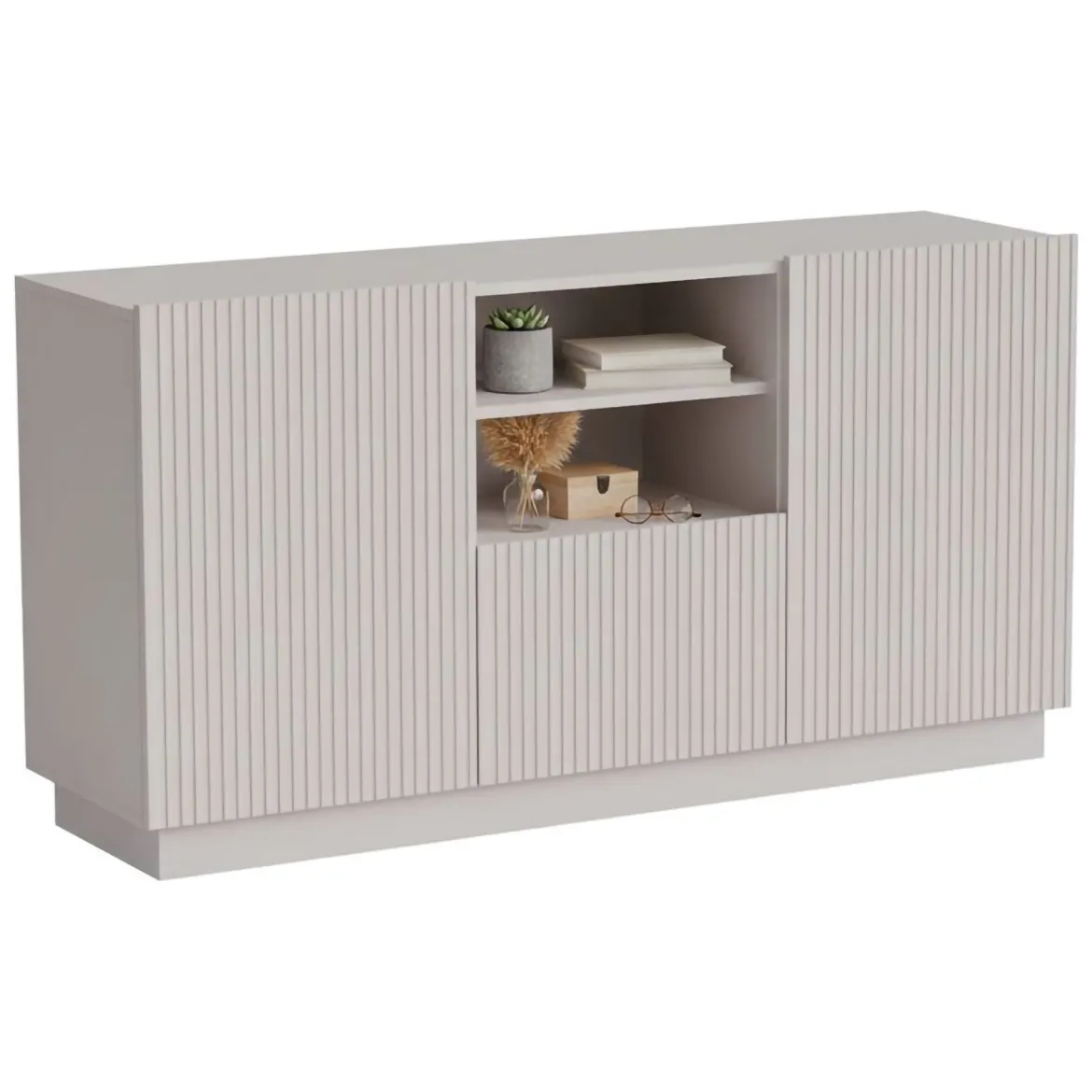 Credenza beige 150x40x78h cm 2 ante e 1 cassetto - Serchio
