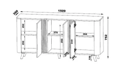 Credenza beige 150x42x70h cm 3 ante - Loreo