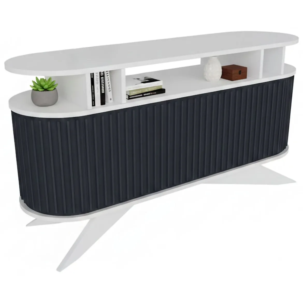 Credenza bianca e antracite 150x43x75h cm 2 ante - Joy