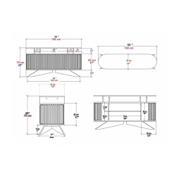 Credenza bianca e antracite 150x43x75h cm 2 ante - Joy