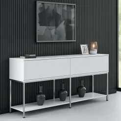 Credenza bianca e argento 150x30x80h cm 2 ante - Basilia