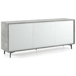 Credenza bianca e cemento 184x45x77h cm 3 ante - Aminda