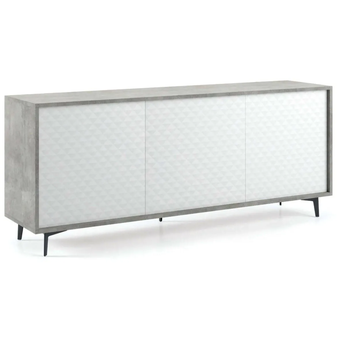 Credenza bianca e cemento 184x45x77h cm 3 ante - Aminda