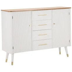 Credenza bianca e marrone 117x37x90h cm 2 ante e 4 cassetti - Acute