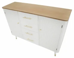 Credenza bianca e marrone 117x37x90h cm 2 ante e 4 cassetti - Acute