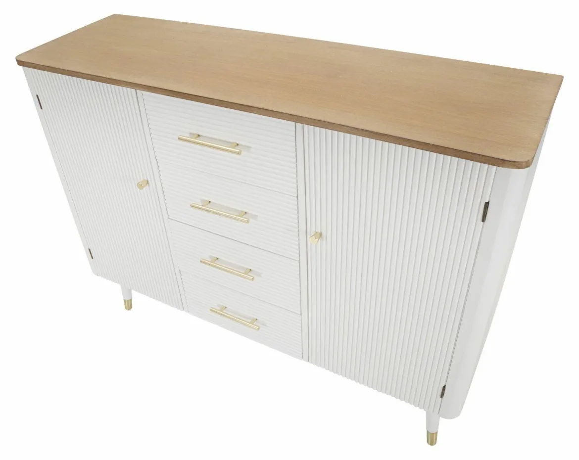 Credenza bianca e marrone 117x37x90h cm 2 ante e 4 cassetti - Acute