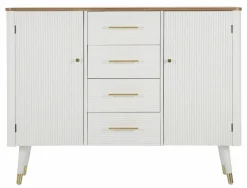 Credenza bianca e marrone 117x37x90h cm 2 ante e 4 cassetti - Acute