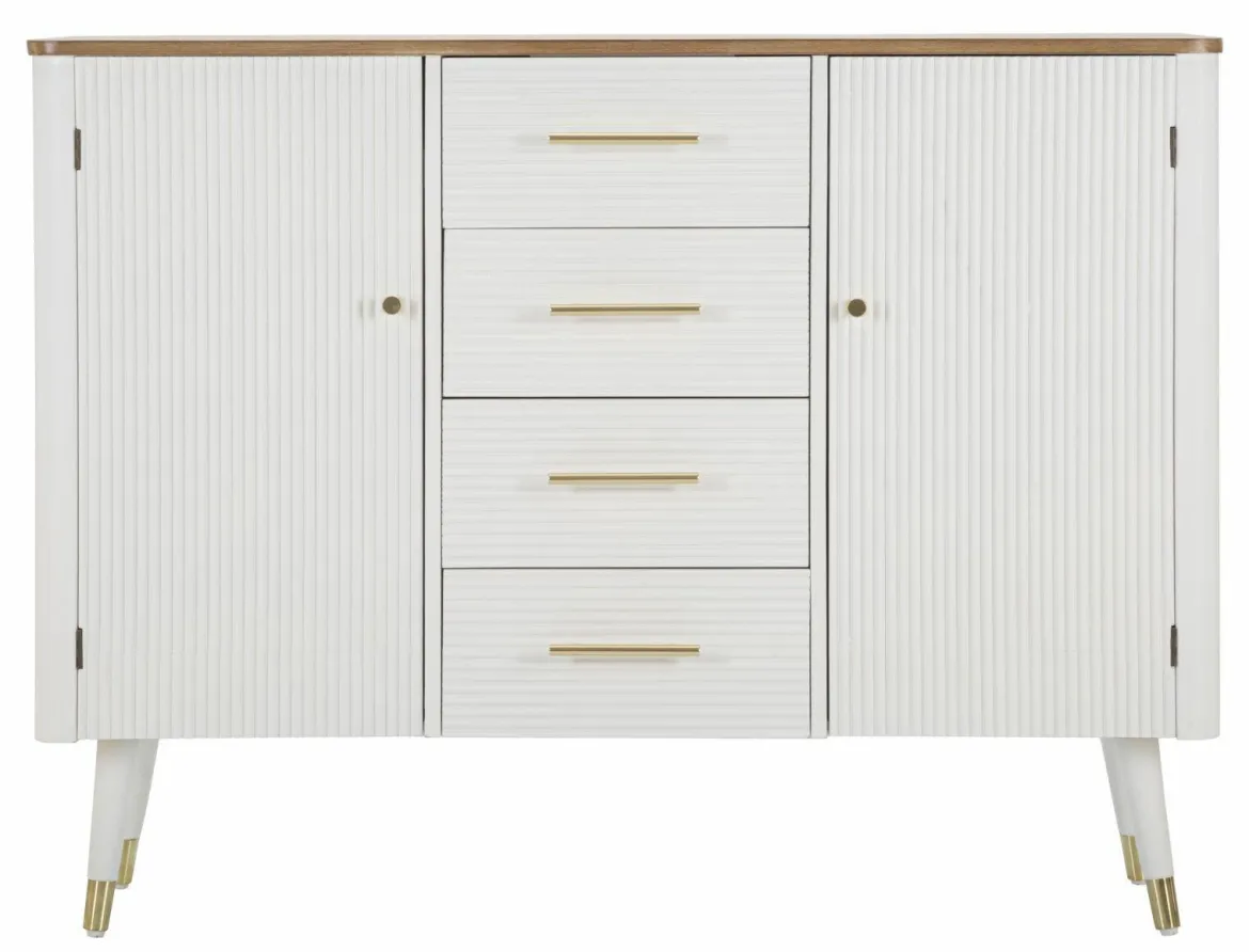 Credenza bianca e marrone 117x37x90h cm 2 ante e 4 cassetti - Acute