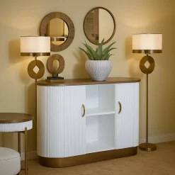 Credenza bianca e marrone 79x48x67h cm 2 ante - Kolinsky