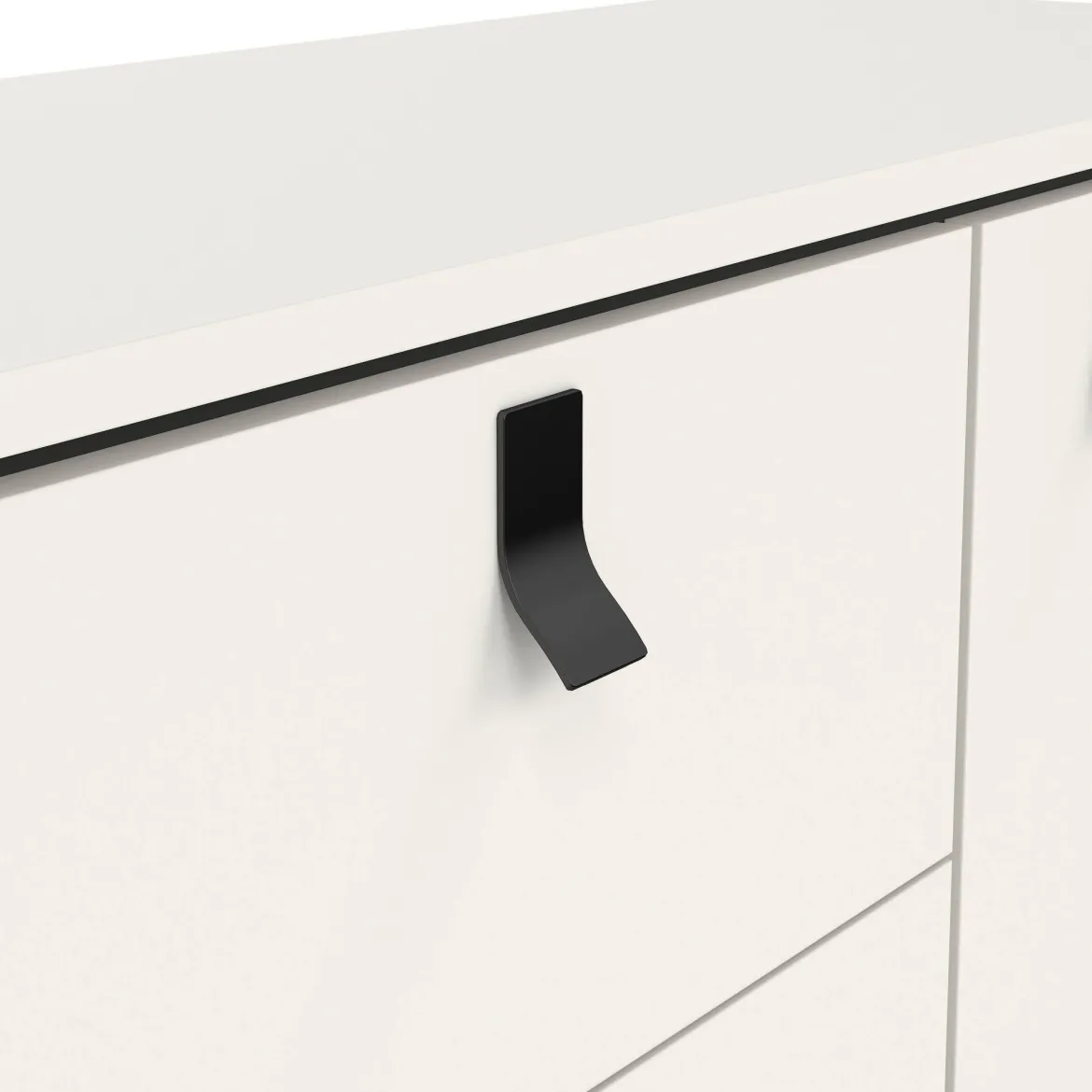 Credenza bianca e nera 150x40x72h cm 2 ante e 2 cassetti - Manyi