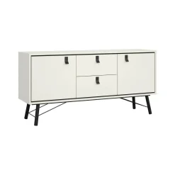 Credenza bianca e nera 150x40x72h cm 2 ante e 2 cassetti - Manyi