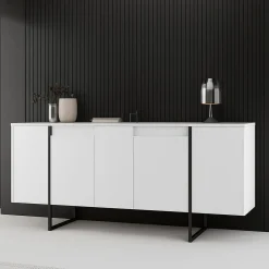 Credenza bianca e nera 160x35x80h cm 4 ante - Arta