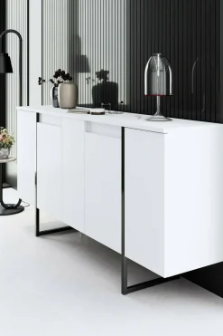 Credenza bianca e nera 160x35x80h cm 4 ante - Arta