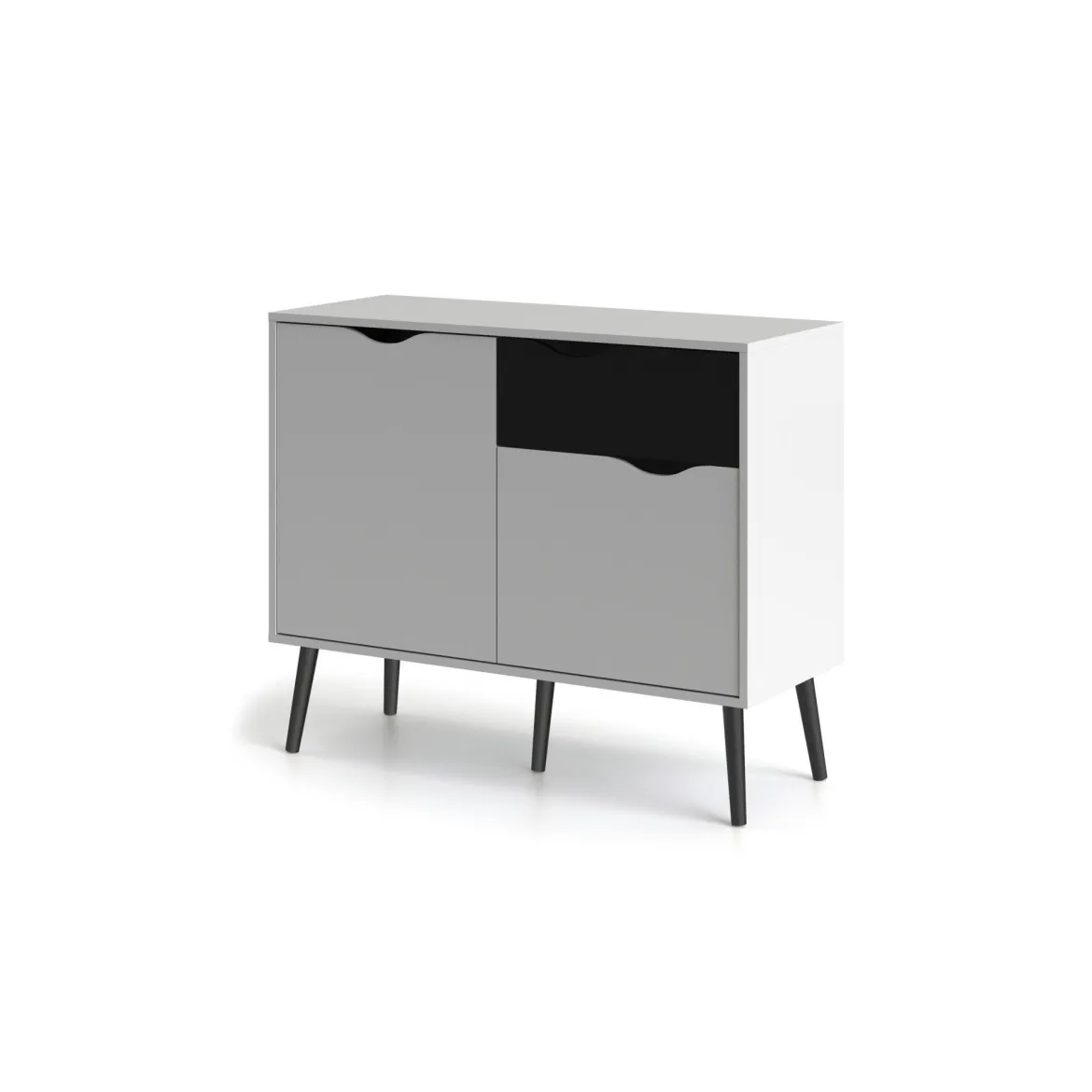 Credenza bianca e nera 98x39x81h cm 2 ante e 1 cassetto - Audit