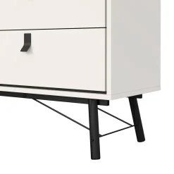 Credenza bianca e nera 150x40x94h cm 6 cassetti - Anturio