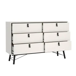 Credenza bianca e nera 150x40x94h cm 6 cassetti - Anturio