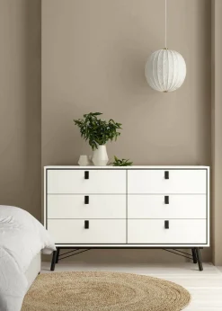 Credenza bianca e nera 150x40x94h cm 6 cassetti - Anturio