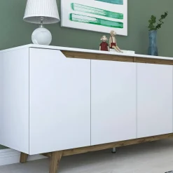 Credenza bianca e noce 180x45x78h cm 4 ante - Ascaro