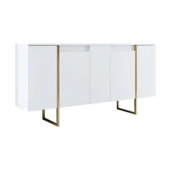 Credenza bianca e oro elegante 160x35x80h cm 4 ante - Arta