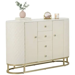 Credenza bianca e oro 120x40x85h cm 2 ante e 4 cassetti - Grotte