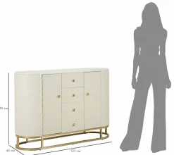 Credenza bianca e oro 120x40x85h cm 2 ante e 4 cassetti - Grotte