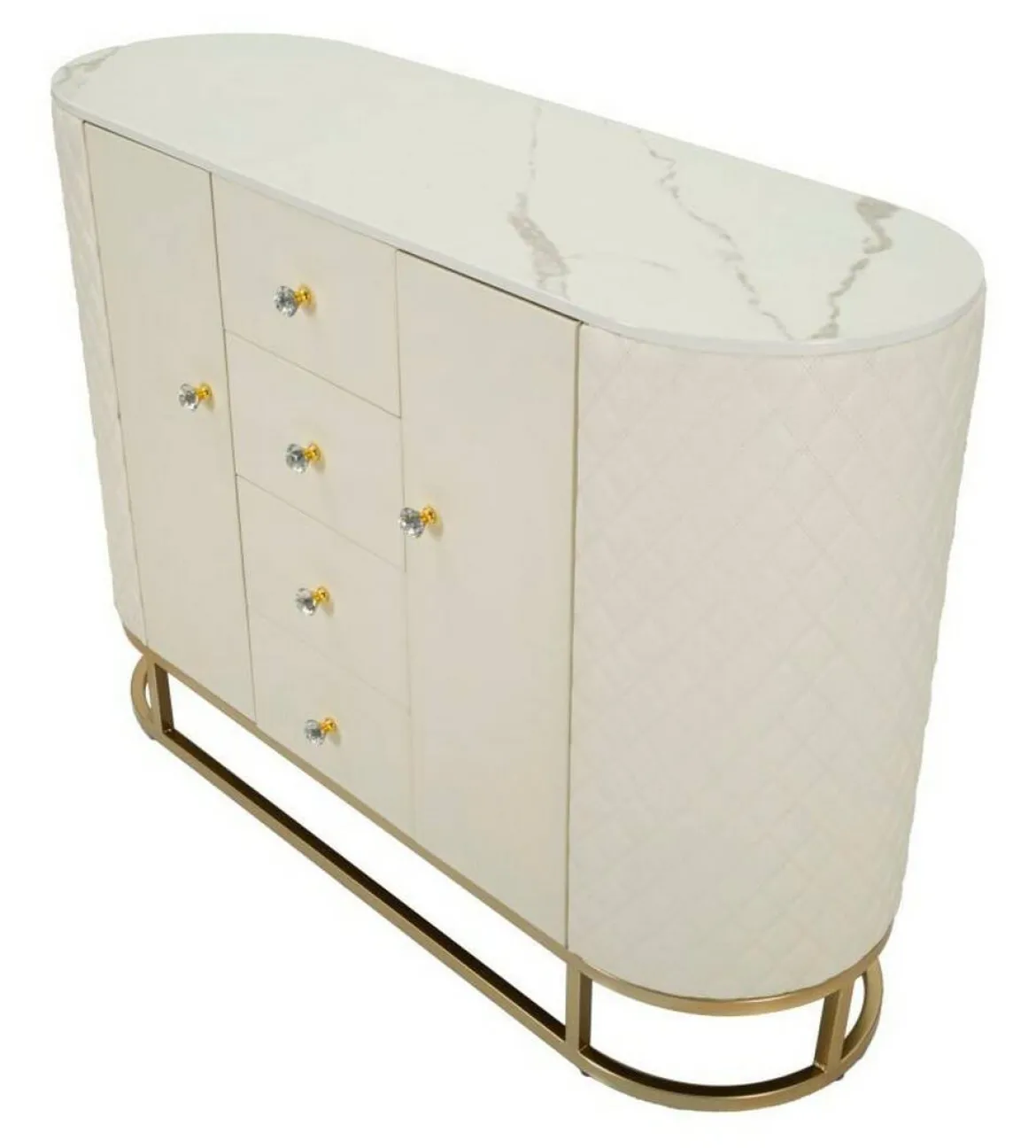 Credenza bianca e oro 120x40x85h cm 2 ante e 4 cassetti - Grotte