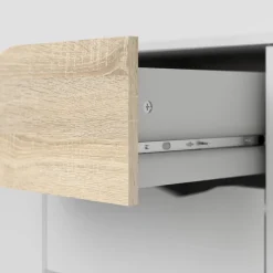 Credenza bianca e quercia 195x39x81h cm 3 ante e 3 cassetti - Anima