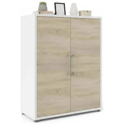 Credenza bianca e quercia 89x40x113h cm 2 ante - Warszawa