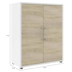 Credenza bianca e quercia 89x40x113h cm 2 ante - Warszawa