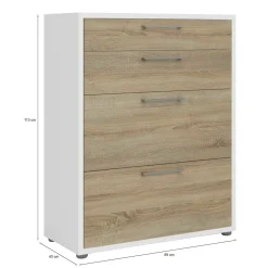 Credenza bianca e quercia 89x40x113h cm 4 cassetti - Anghiari