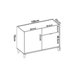 Credenza bianca e rovere 108x40x126h cm 3 ante e 1 cassetto - Angstrom