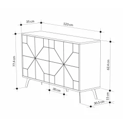 Credenza bianca marmo 123x35x62h cm 4 ante - Brunale