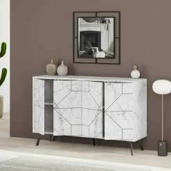 Credenza bianca marmo 123x35x62h cm 4 ante - Brunale