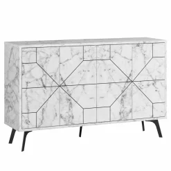 Credenza bianca marmo 123x35x62h cm 4 ante - Brunale