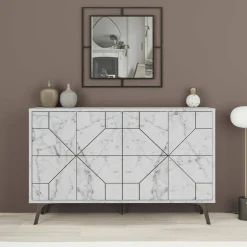 Credenza bianca marmo 123x35x62h cm 4 ante - Brunale