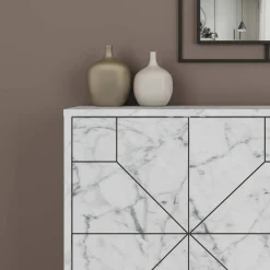 Credenza bianca marmo 123x35x62h cm 4 ante - Brunale
