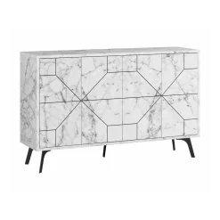 Credenza bianca marmo 123x35x62h cm 4 ante - Brunale