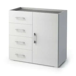 Credenza bianca 90x41x87h cm 1 anta e 4 cassetti - Aracnida