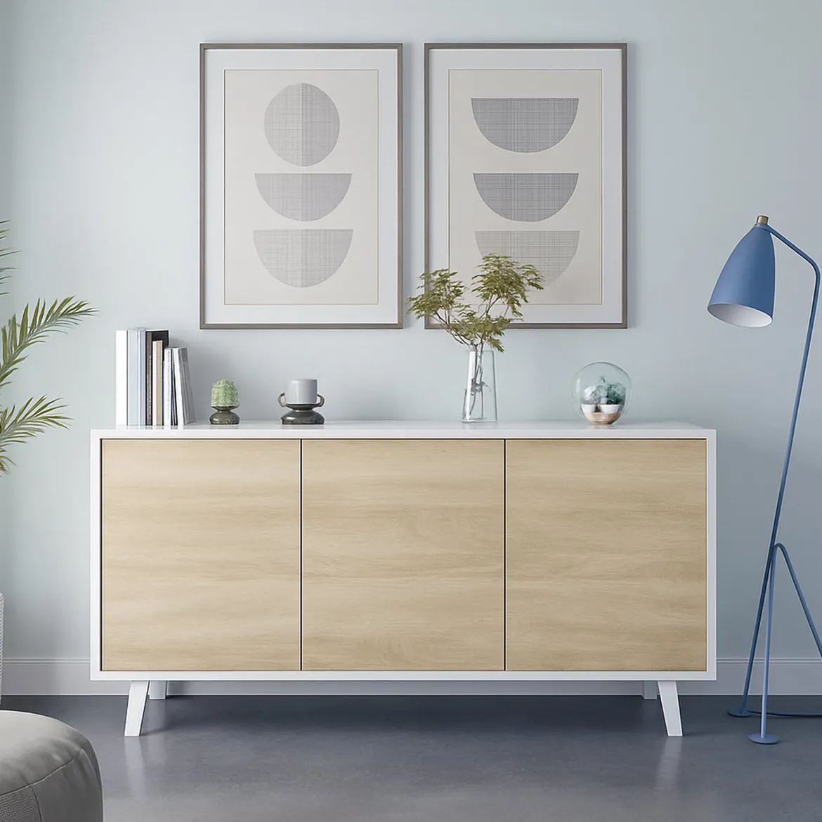 Credenza bianca 154x41x75h cm 3 ante - Acrolorum