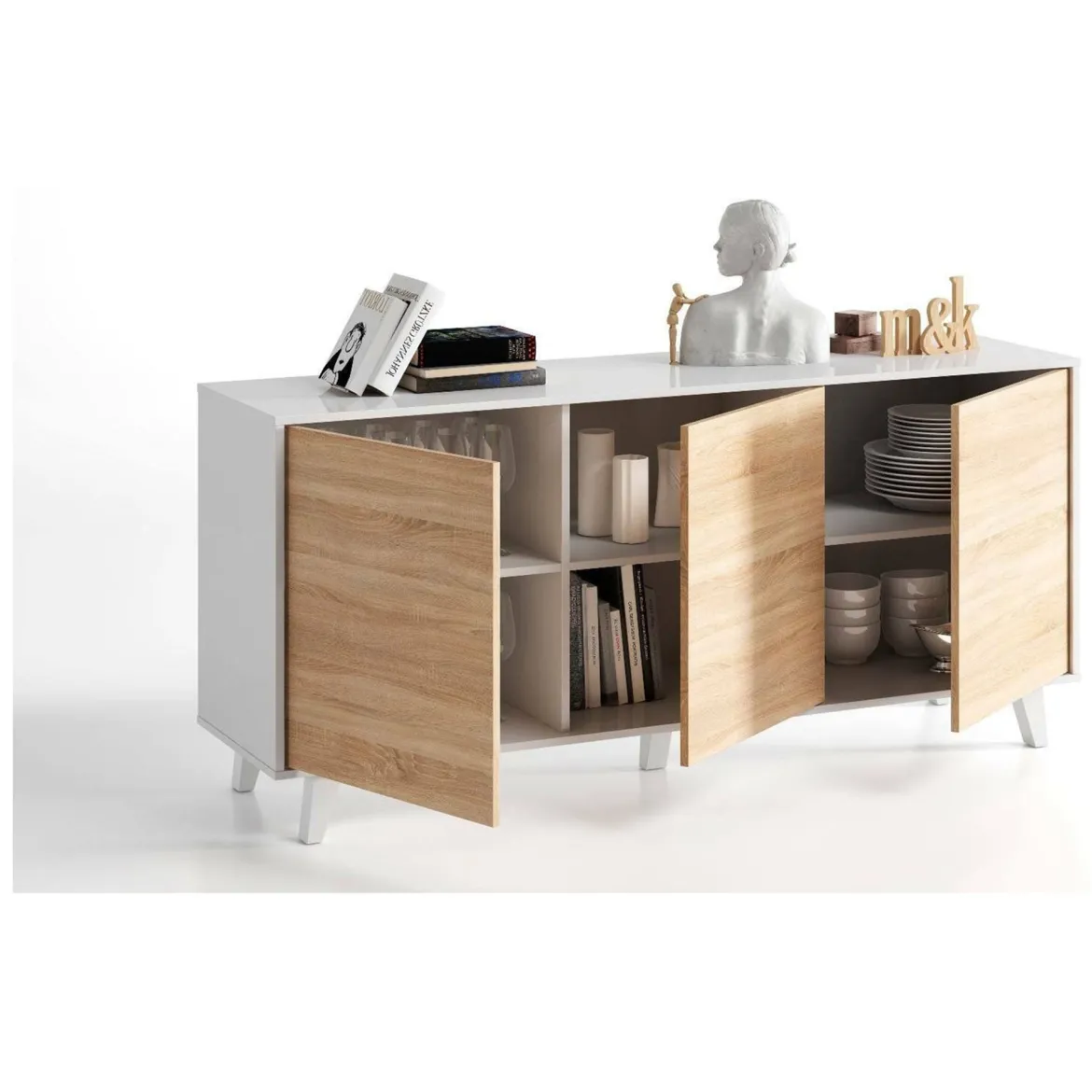 Credenza bianca 154x41x75h cm 3 ante - Acrolorum
