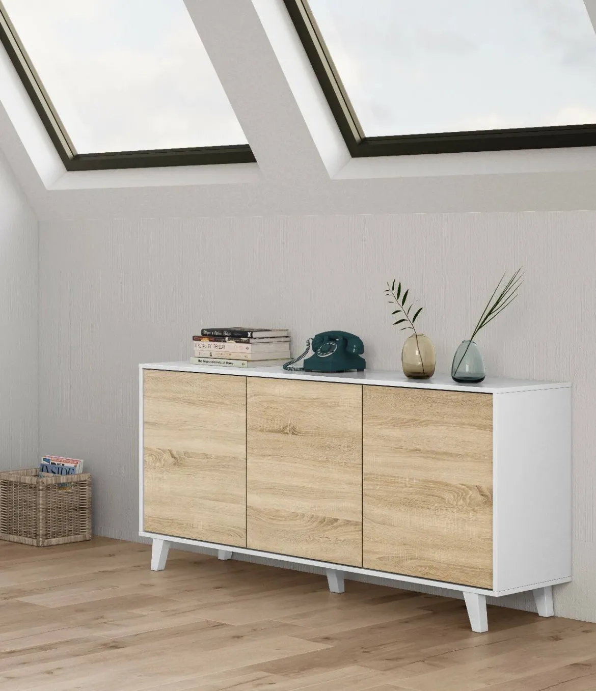Credenza bianca 154x41x75h cm 3 ante - Acrolorum