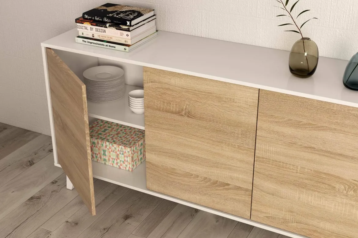 Credenza bianca 154x41x75h cm 3 ante - Acrolorum