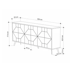 Credenza bianca 184x35x77h cm 6 ante - Africo
