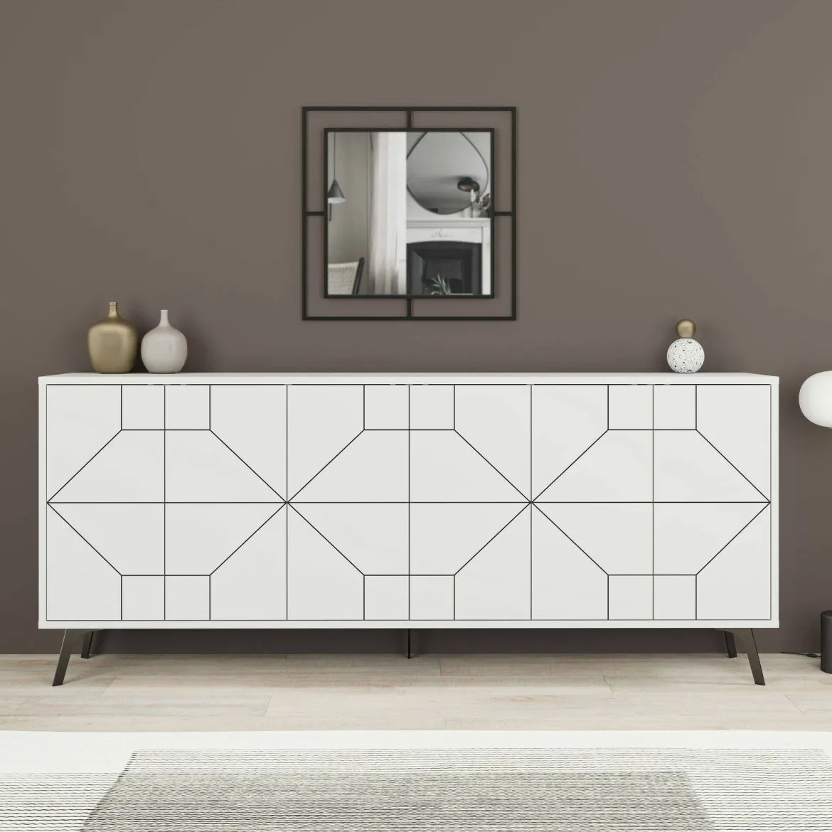 Credenza bianca 184x35x77h cm 6 ante - Africo